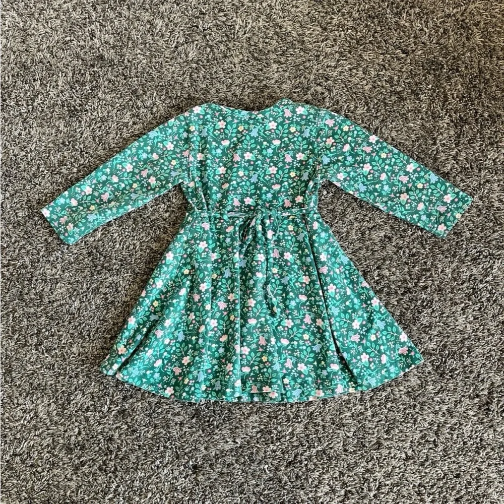 FLORENCE EISEMAN Green Ditsy Floral Long Sleeve Skater Twirl Dress Girls 3T
